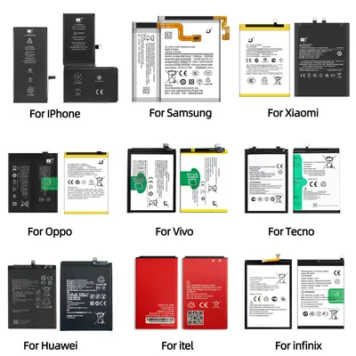 Cell Phone Battery for iPhone / Samsung / Huawei / Vivo / Oppo / Tecno / LG / Motorola / Nokia / Alcatel